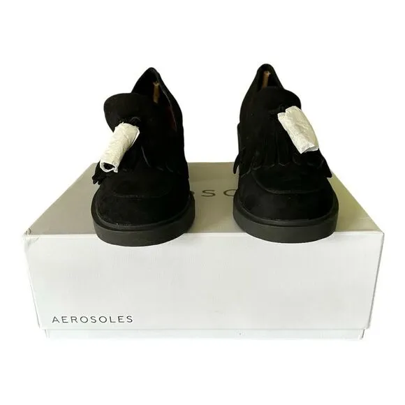 Aerosoles Gibes Black Suede Women’s Chunky Block Heel Shoes Size 9.5