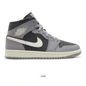 Air Jordan sneakers  1 Mid Cement Grey black white shoes women’s 8.5