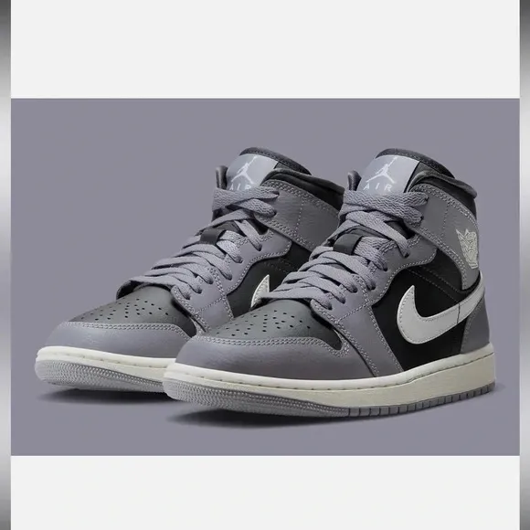 Air Jordan sneakers  1 Mid Cement Grey black white shoes women’s 8.5