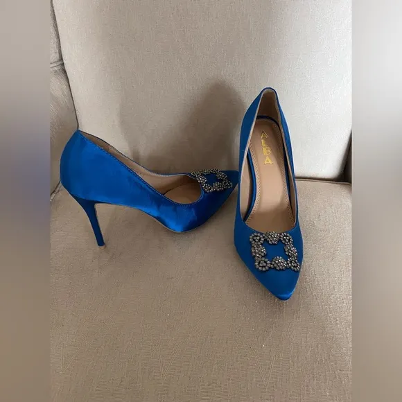 ALBA Satin Royal Blue Stiletto High Heel Women’s Shoes Sz 7 EUC