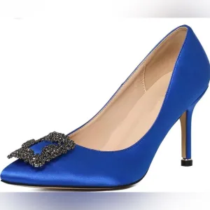 ALBA Satin Royal Blue Stiletto High Heel Women’s Shoes Sz 7 EUC