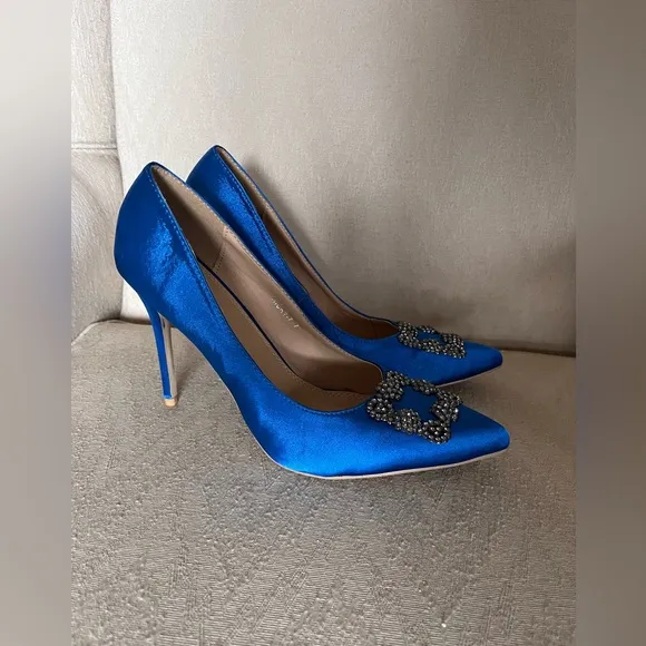 ALBA Satin Royal Blue Stiletto High Heel Women’s Shoes Sz 7 EUC