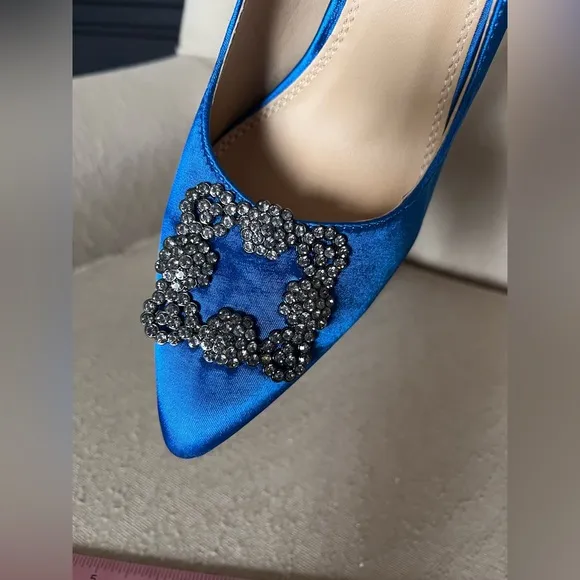 ALBA Satin Royal Blue Stiletto High Heel Women’s Shoes Sz 7 EUC
