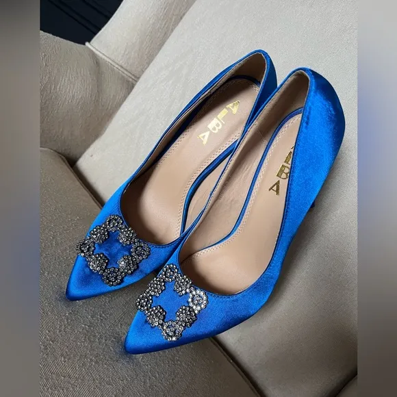 ALBA Satin Royal Blue Stiletto High Heel Women’s Shoes Sz 7 EUC