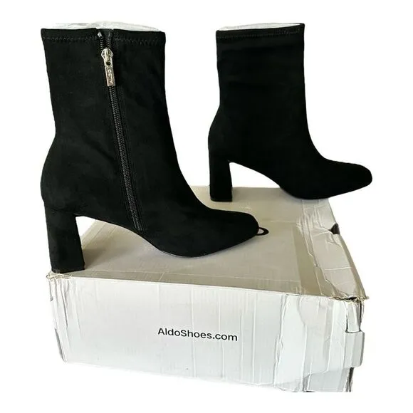 Aldo Marcella Ankle Boot Block Heel Black Women’s Size 8.5