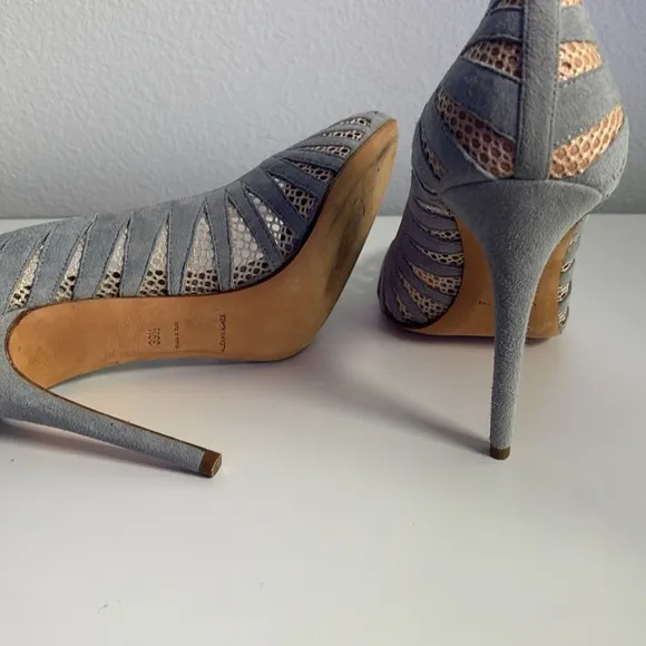 Alexa Wagner Women’s Chambray Blue Lace Heels 39.5