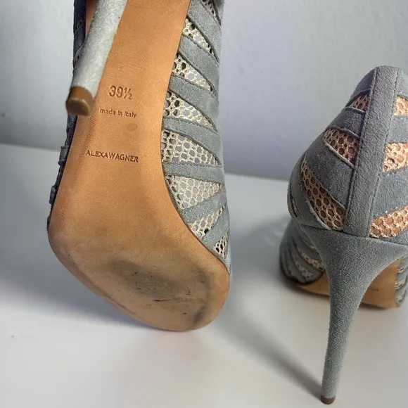 Alexa Wagner Women’s Chambray Blue Lace Heels 39.5