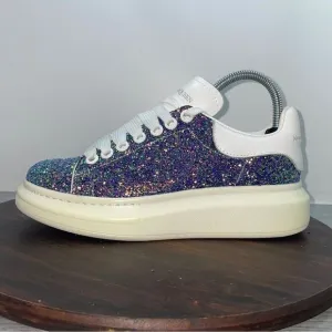 Alexander McQueen Women’s 7 US 37 EU Glitter Oversized Leather Sneakers Shoes