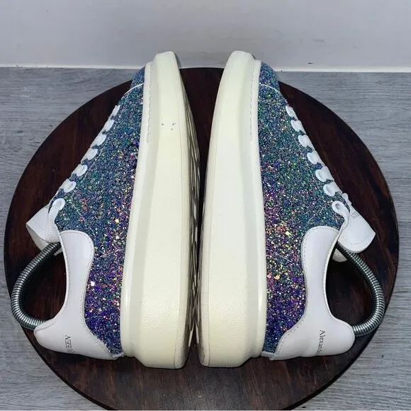 Alexander McQueen Women’s 7 US 37 EU Glitter Oversized Leather Sneakers Shoes