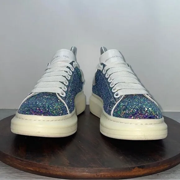 Alexander McQueen Women’s 7 US 37 EU Glitter Oversized Leather Sneakers Shoes