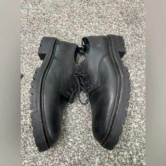 All Saints Tor Oxford Combat Shoes Black Calf Leather Chunky Portugal Mens 41