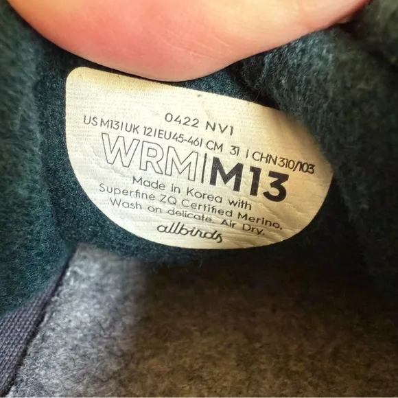 Allbirds Men’s 13 Teal Green Wool Runner Mizzles Athletic Sneakers Tennis Shoes