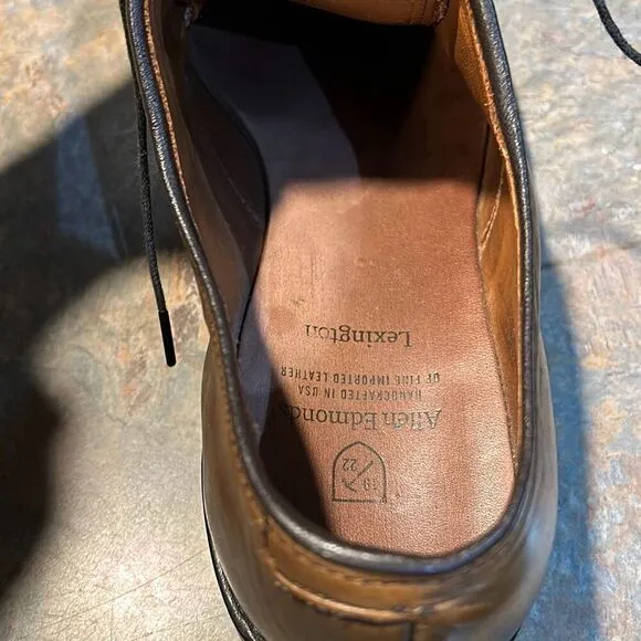 Allen Edmonds Lexington Brown Leather Captoe Derby Loafers Sz 9