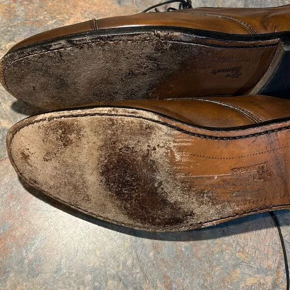 Allen Edmonds Lexington Brown Leather Captoe Derby Loafers Sz 9