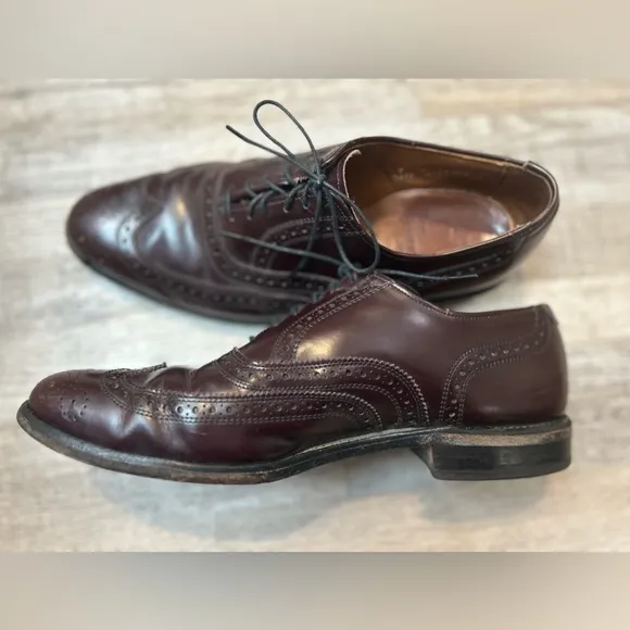 Allen Edmonds Lloyd Premium Leather Wingtip Oxford Burgundy Men’s Shoes Size 9