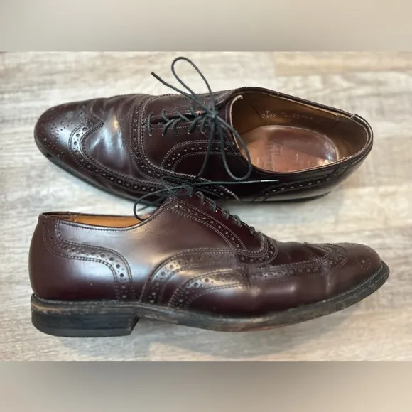 Allen Edmonds Lloyd Premium Leather Wingtip Oxford Burgundy Men’s Shoes Size 9