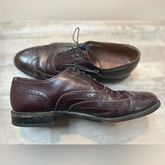 Allen Edmonds Lloyd Premium Leather Wingtip Oxford Burgundy Men’s Shoes Size 9