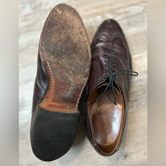 Allen Edmonds Lloyd Premium Leather Wingtip Oxford Burgundy Men’s Shoes Size 9