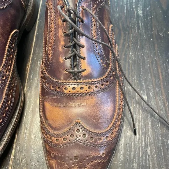 Allen Edmonds Morgan Brown Brush Off Leather Oxford Shoes Size 10.5 D