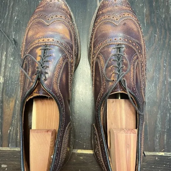 Allen Edmonds Morgan Brown Brush Off Leather Oxford Shoes Size 10.5 D