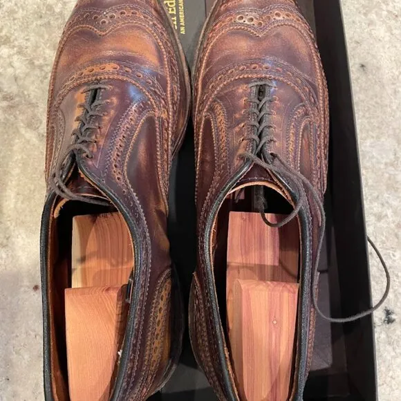 Allen Edmonds Morgan Brown Brush Off Leather Oxford Shoes Size 10.5 D