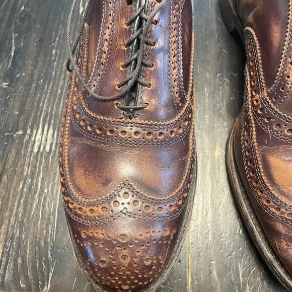 Allen Edmonds Morgan Brown Brush Off Leather Oxford Shoes Size 10.5 D
