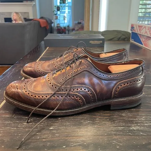 Allen Edmonds Morgan Brown Brush Off Leather Oxford Shoes Size 10.5 D