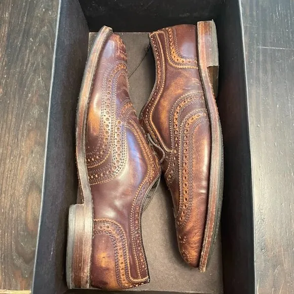Allen Edmonds Morgan Brown Brush Off Leather Oxford Shoes Size 10.5 D