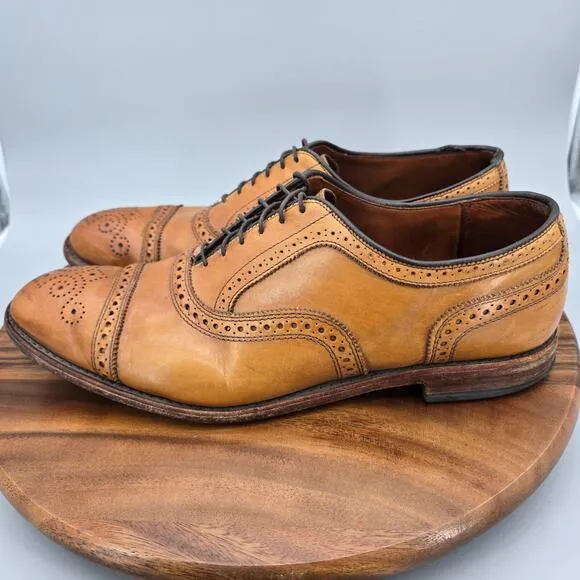 Allen Edmonds Strand Oxfords Men's 13 D Brown Leather Brogue Cap Toe Dress Shoes