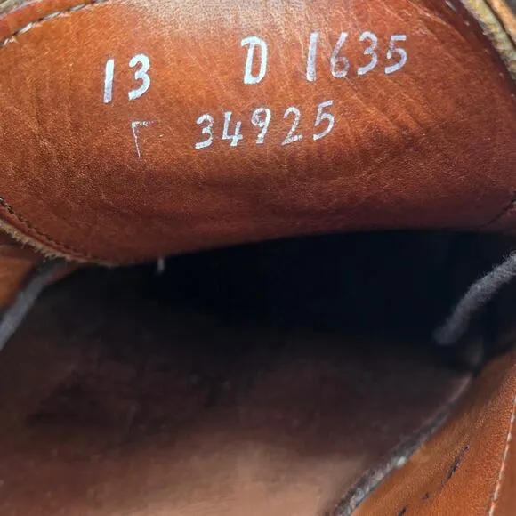 Allen Edmonds Strand Oxfords Men's 13 D Brown Leather Brogue Cap Toe Dress Shoes