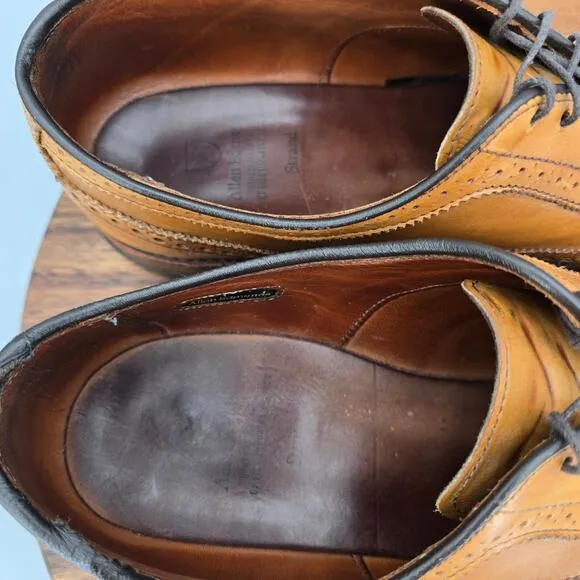 Allen Edmonds Strand Oxfords Men's 13 D Brown Leather Brogue Cap Toe Dress Shoes