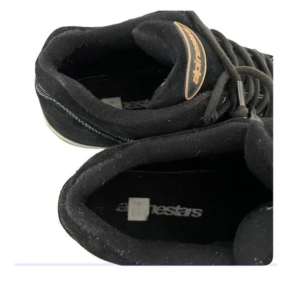ALPINESTARS Black Suede Shoes White Rubber Lace Up Riding Mens Size 11.5