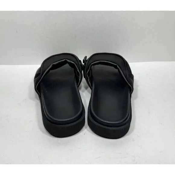 Altuzarra Silk Logo Slides Zipper Sandals Women’s Size 10.5 / 42 Shoes Black