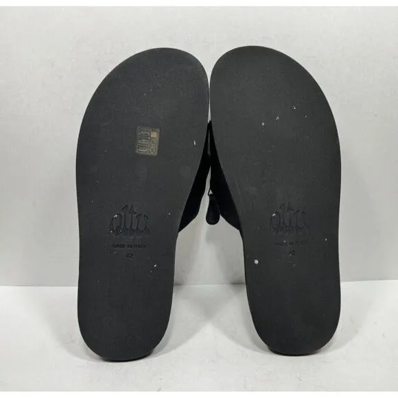 Altuzarra Silk Logo Slides Zipper Sandals Women’s Size 10.5 / 42 Shoes Black