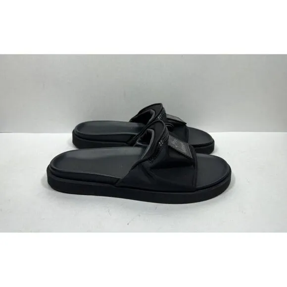 Altuzarra Silk Logo Slides Zipper Sandals Women’s Size 10.5 / 42 Shoes Black