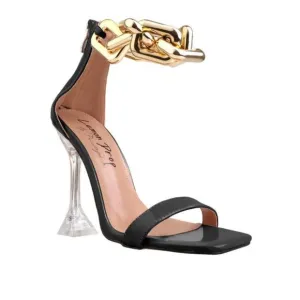 &quot; CHAINED BLISS &quot; Black / Gold Chained Sandal ( BRAND NEW !!!!!!!!!!!!!!!!!!!