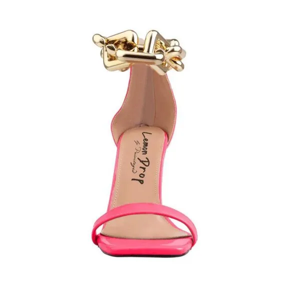 &quot; CHAINED BLISS &quot; Neon Pink Gold Chained Sandal ( BRAND NEW !!!!!!!!!!!!!!!!!!!