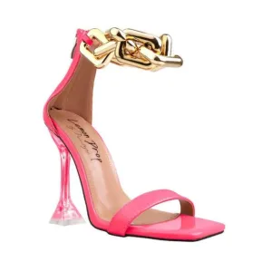 &quot; CHAINED BLISS &quot; Neon Pink Gold Chained Sandal ( BRAND NEW !!!!!!!!!!!!!!!!!!!