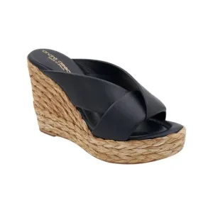 ANDRE ASSOUS Womens Navy 1-1/2&quot;Platform Lightweight Calsea Open Wedge Shoes 37