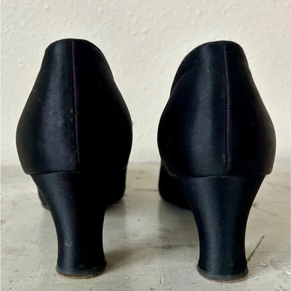 Antique McBrydes Detroit satin silk heels lace up 1920s flapper Vintage RARE 6