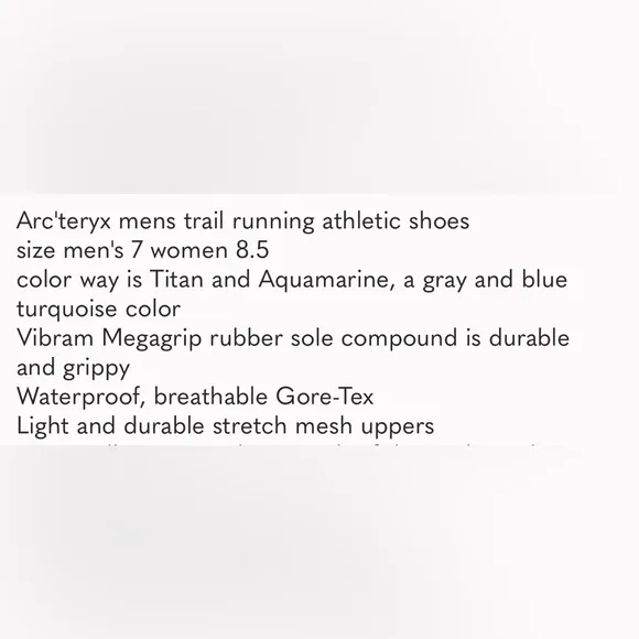 Arc’teryx Norvan VT Goretex Trailrunning shoes size M 7/ W 8.5 See description