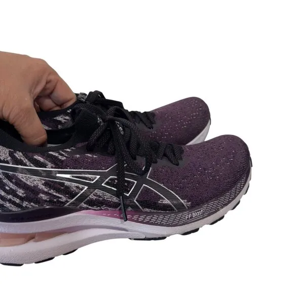 Asics Gel-Kayano 28 Running Shoes Womens Size 9 Plum &amp; Black Knit