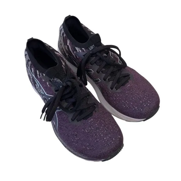 Asics Gel-Kayano 28 Running Shoes Womens Size 9 Plum &amp; Black Knit