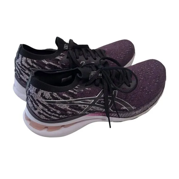 Asics Gel-Kayano 28 Running Shoes Womens Size 9 Plum &amp; Black Knit