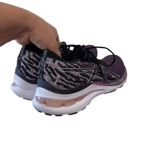 Asics Gel-Kayano 28 Running Shoes Womens Size 9 Plum &amp; Black Knit