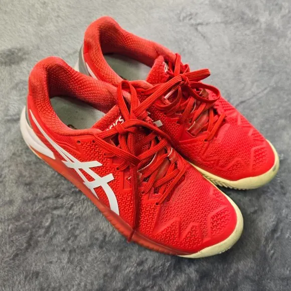 ASICS GEL-Resolution 8 Tennis Shoes Women’s Size 6 Fiery Red White