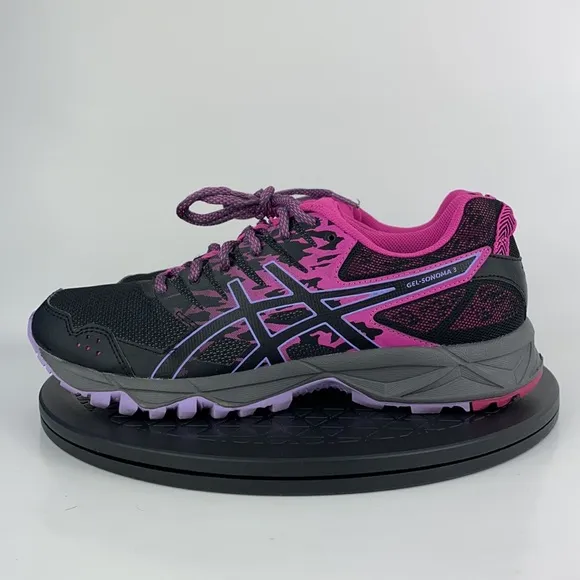 Asics Gel-Sonoma 3 Black/Pink Athletic Running Shoes T774N Women's Size 8.5