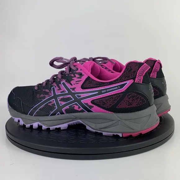 Asics Gel-Sonoma 3 Black/Pink Athletic Running Shoes T774N Women's Size 8.5