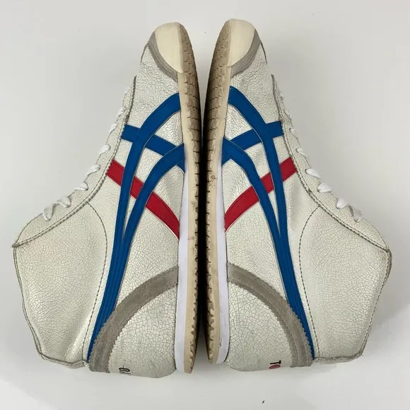 Asics Men’s Size 7.5 Onitsuka Tiger Mexico Mid Tokyo White Cracked Leather Shoes
