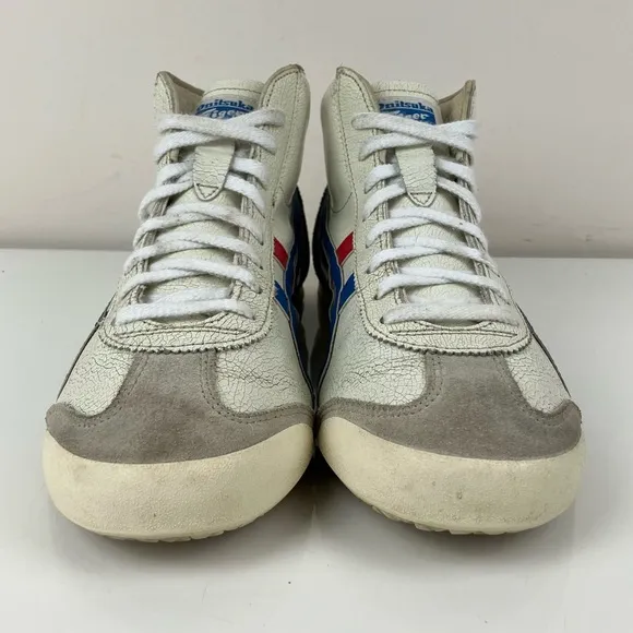 Asics Men’s Size 7.5 Onitsuka Tiger Mexico Mid Tokyo White Cracked Leather Shoes